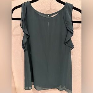 H&M Teal Ruffle Sleeve Chiffon Blouse